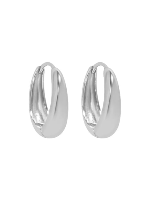 Platinum [12mm] 925 Sterling Silver Geometric Luxury Huggie Earring